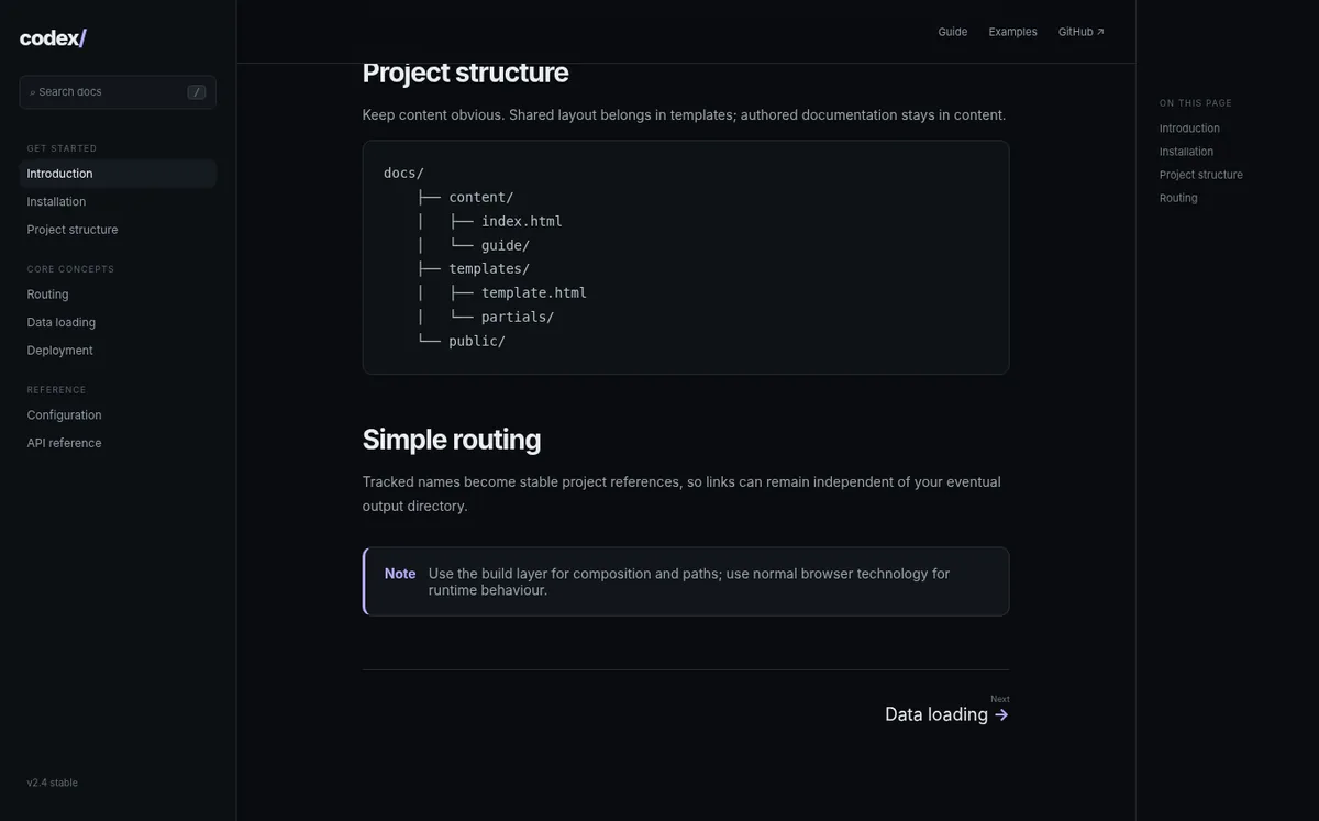 Codex template — homepage