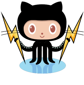 GitHub Octocat holding Nift lightning strikes